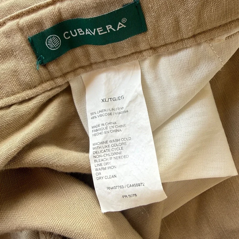 Cubavera Linen Blend‎ Drawstring Pants Relaxed Beige Men Size XL Tall Coastal
